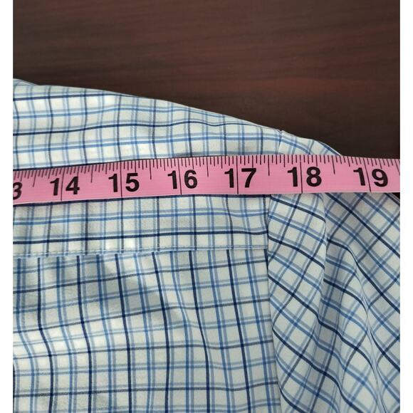 Mizzen+Main Performance Shirt Men’s Sz L Trim Blue Check Stretch No Tuck - Picture 8 of 13